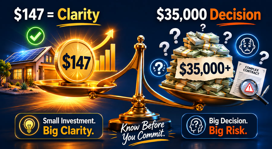 Value comparison infographic — $147 vs. $35,000 decision